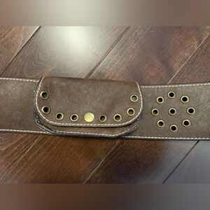 Boho Leather Belt with pouch belt bag festival
